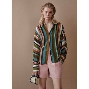 NWT Max Mara Studio Arpe Striped Silk Shirt – Size US 8